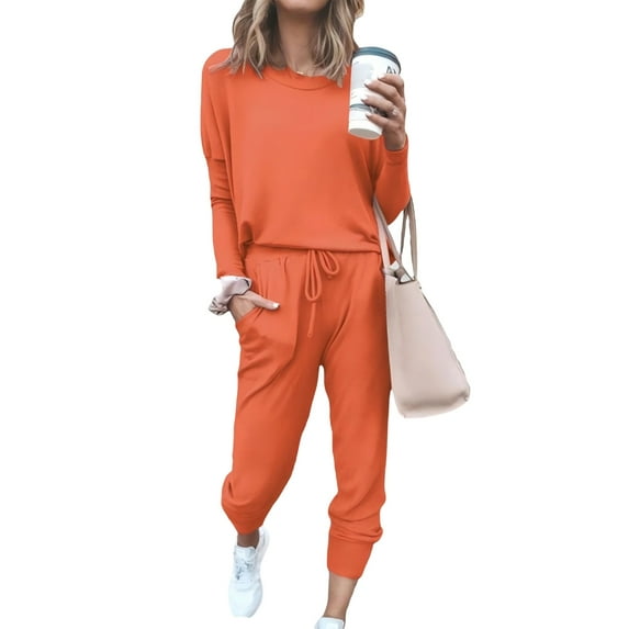 Fashion Sweatshirt and Pants for Women Loose Fit Solid Color Loungewear Set With Comfortable Long Sleeves And Joggers