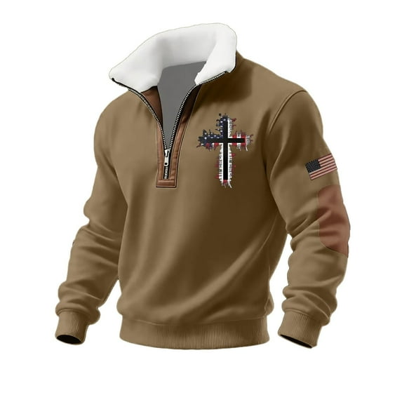 Fashion Sweatshirts For Women Unisex Half Zipper Stand Collar Fleece Lined Long Sleeve Workout Pullover Sweater Coffee