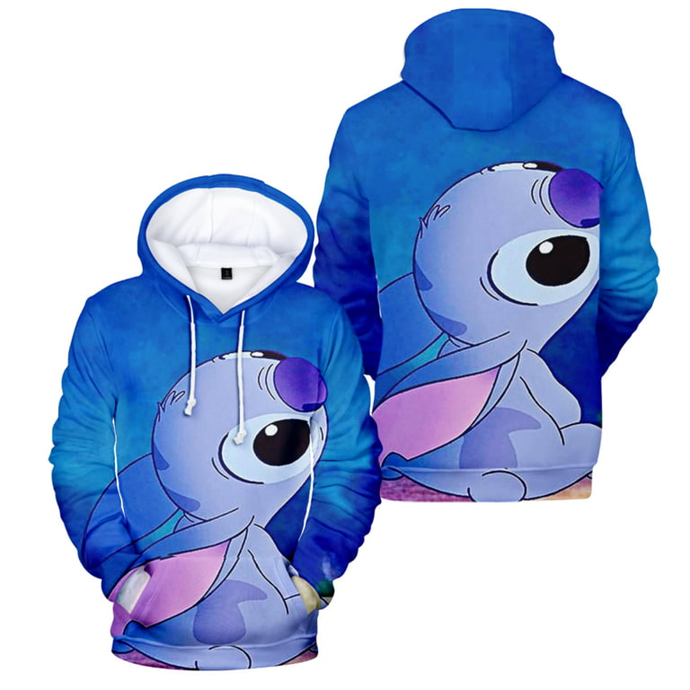Disney Lilo & Stitch Big Girls French Terry Pullover Crossover Hoodie Tie Dye Blue 10-12