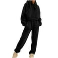 thumbnail image 1 of Fashion Sweatsuits for Women 2 Piece - Cropped Hoodie and Pant Sets Drawstring Tracksuit Sportswear Joggers Outfits (X-Large, Black), 1 of 6