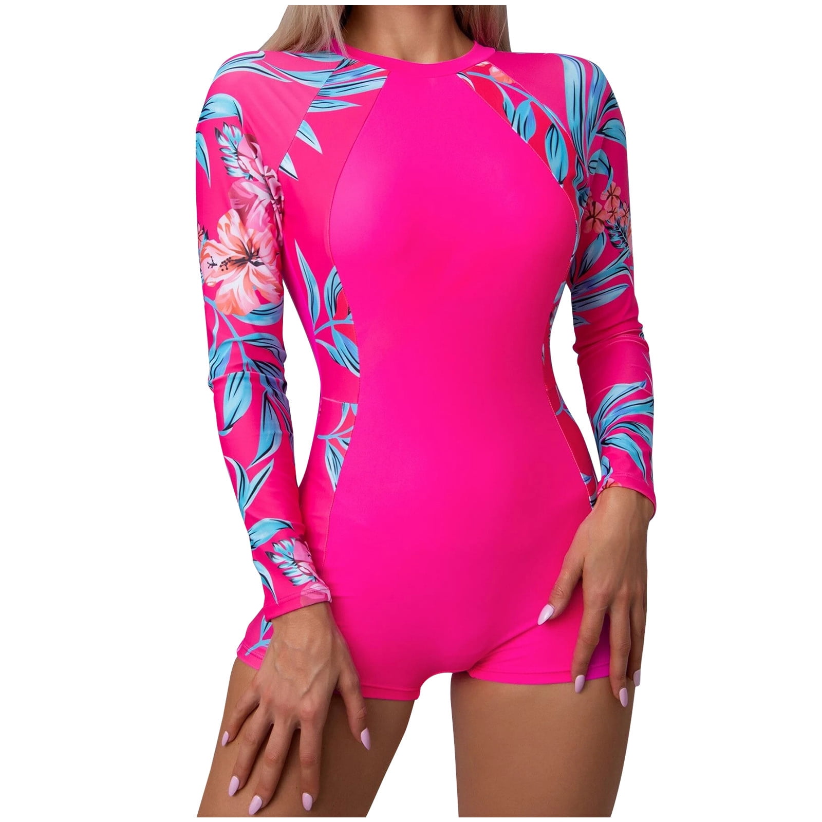 Fashion Swimwear Women's Long Sleeve Rashguard Boyshort Backless One