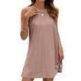 thumbnail image 1 of Fashion Swing Dresses for Womens 2026 Summer Plus Size Solid Color Round Neck Casual Hanging Neck Loose Suspender Dress, 1 of 7
