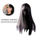 Fashion Synthetic Hair Wigs Half Black Half Grey Long Straight Wigs for