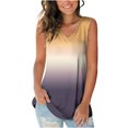 thumbnail image 1 of Fashion T Shirts For Women 2023 V Neck Sleeveless Tank Tie Dye Gradient Print Shirts Solid Color Casual Top Shirts Graphic Casual Tee Shirt Clearance Sale Items Cheapeast Thing On Sale My Order, 1 of 6