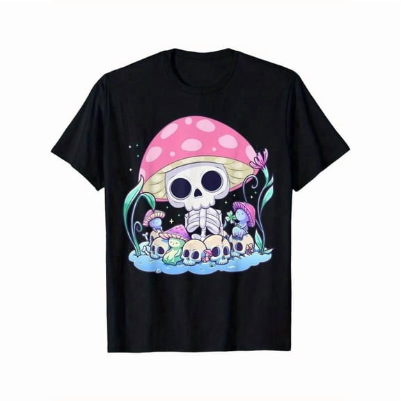 Fashion T shirt Skull Mushroom Shirt Pastel Goth Country Halloween Men's T-Shirt Top Casual