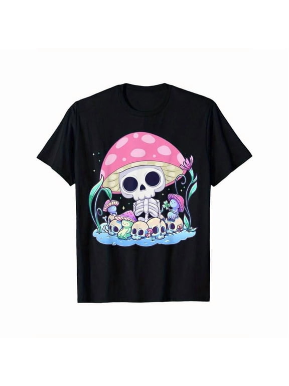 Fashion T shirt Skull Mushroom Shirt Pastel Goth Country Halloween Men's T-Shirt Top Casual