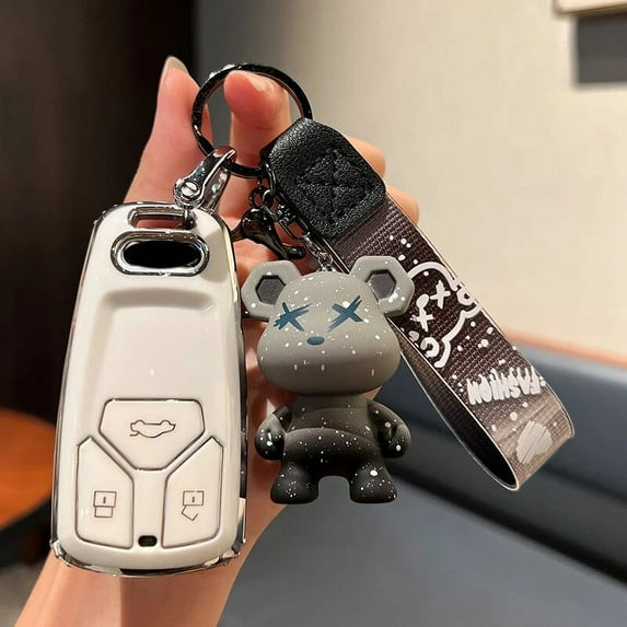 Fashion TPU Car Remote Key Case Cover Shell For Audi A4 B9 A5 A6 8S 8W Q5 Q7 4M S4 S5 S7 TT TTS TFSI RS Keychain Men Accessories