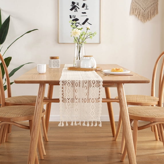 Fashion Table Runner with Tassels, Cotton Farmhouse Table Decoration