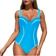 thumbnail image 1 of Fashion Tankini Swimwear for Womens One Piece Summer Plus Size Solid Color V-neck Camisole Fold Retract Your Waist Bikini Swimsuit, 1 of 6