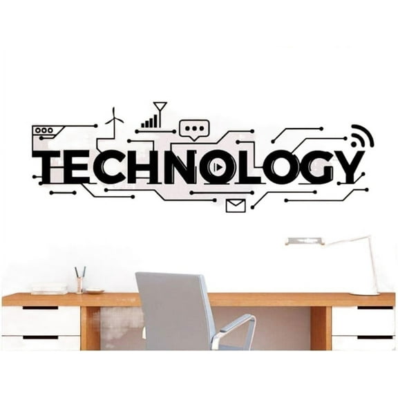 Fashion Technology Lettering Wall Decal Vinyl Sticker Science Education School Art Design Classroom Bedroom Home Interior Decoration 57X18 cm