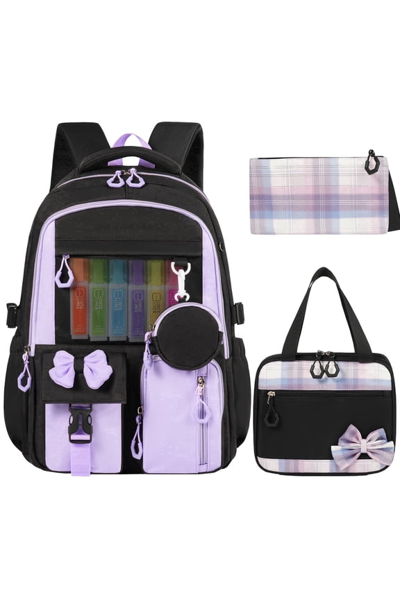 School Backpack - 3Pcs Backpack Set Cute Bookbag Middle School Backpacks for Teens Bookbag School Bags 3 Set