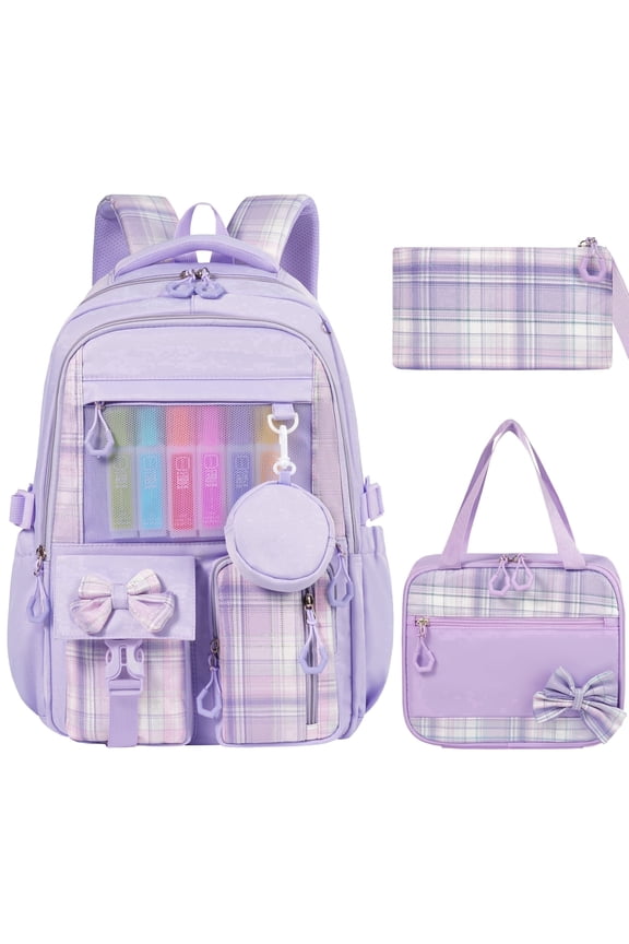 School Backpack - 3Pcs Backpack Set Cute Bookbag Middle School Backpacks for Teens Bookbag School Bags 3 Set