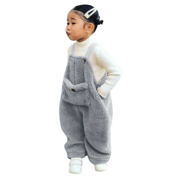 Fashion Teenage Childs Pants Flannel Suspender Warm Girl Winter Baby Overalls Kids Toddler Pants Boys Solid Girls Pants