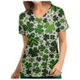 thumbnail image 1 of Fashion Tees for Womens Holiday Scrub Tops St. Patrick's Day Print Short Sleeve V Neck Tops Nursing Working Uniform, 1 of 4