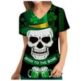 thumbnail image 1 of Fashion Tees for Womens Holiday Scrub Tops St. Patrick's Day Print Short Sleeve V Neck Tops Nursing Working Uniform, 1 of 4
