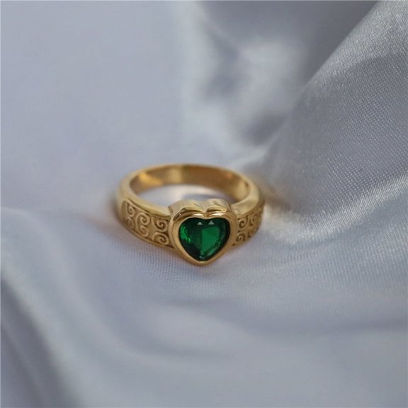 Womens Stainless Steel Ring with AAA Zircon Multicolor Love Flower Design Fashion Jewelry Ring for Her