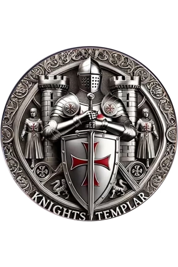 Fashion Templar Knight Cross Brooch Stainless Steel Round Lapel Pin Badge Handcrafted Lapel Pin Badge Brooch for Men Women