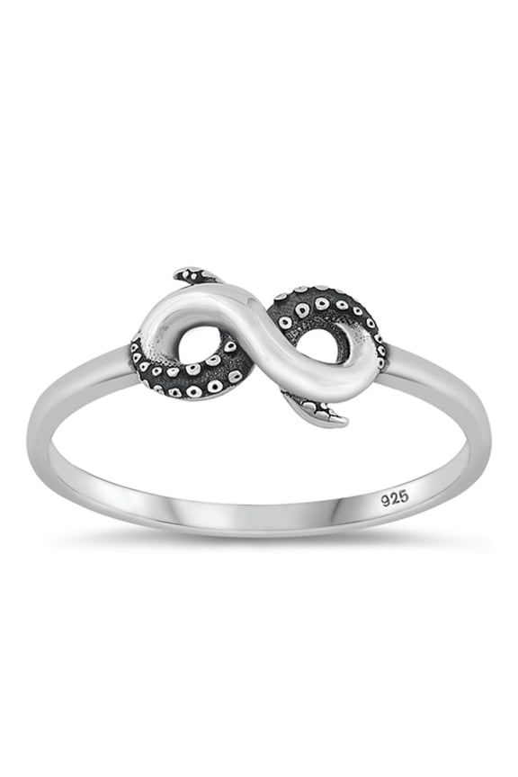 Fashion Tentacles & Infinity Ring .925 Sterling Silver Band Jewelry Female Male Unisex Size 9