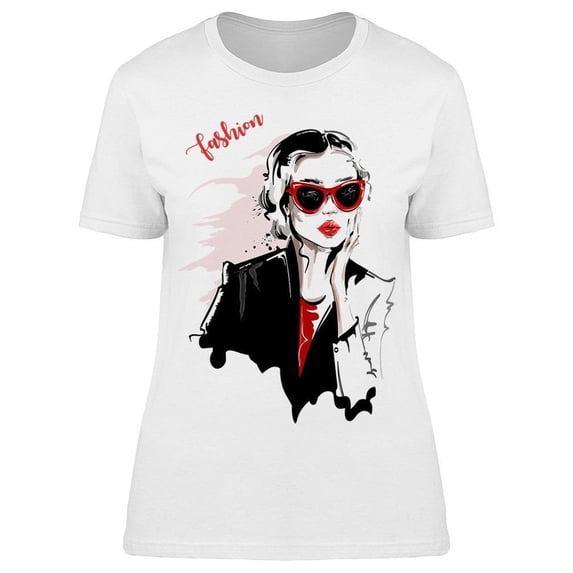 Fashion Text And A Cute Lady T-Shirt Women -Image by Shutterstock, Female Small