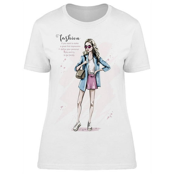 Fashion Text And A Model T-Shirt Women -Image by Shutterstock, Female 3X-Large