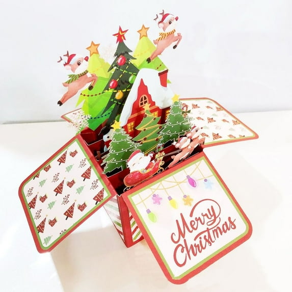 Fashion Thank You Cards Decor Gift Xmas Festival Swan Mermaid Blessing Postcard Paper Flowers 3D Pops-up Bouquet New Year Greeting Cards Merry Christmas Cards 2