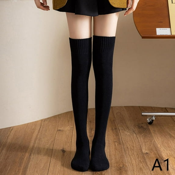 Fashion Thicken Thigh High Socks Women Solid Long Stockings Warm Wool High