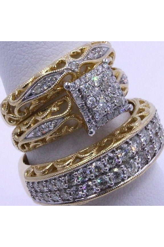 Fashion Three-Piece Diamond The Legend of Zelda Ring Set