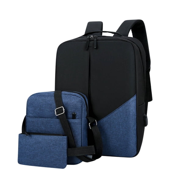 Fashion Three-piece Backpack Backpack Male Business Usb Charging Laptop Bag High-capacity Students Bag, Computer Bag