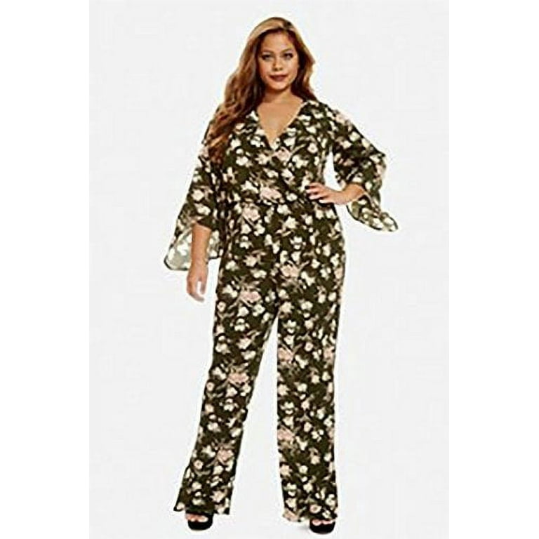 Fashion To Figure Women s Plus Size Kelsey Kimono Floral Jumpsuit