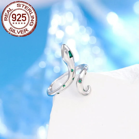 Fashion Top CZ 925 Sterling Silver Snake Ring Bulk Resizable Ope Thin Snake Ring