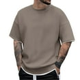 thumbnail image 1 of Fashion Top for Men - Men's Casual Crew Neck T-Shirt Everyday Wear Stylish Two Layer Design Fabric Outfits Relaxed Comfort Pairing with Pants Casual Shirts,Coffee,L, 1 of 4