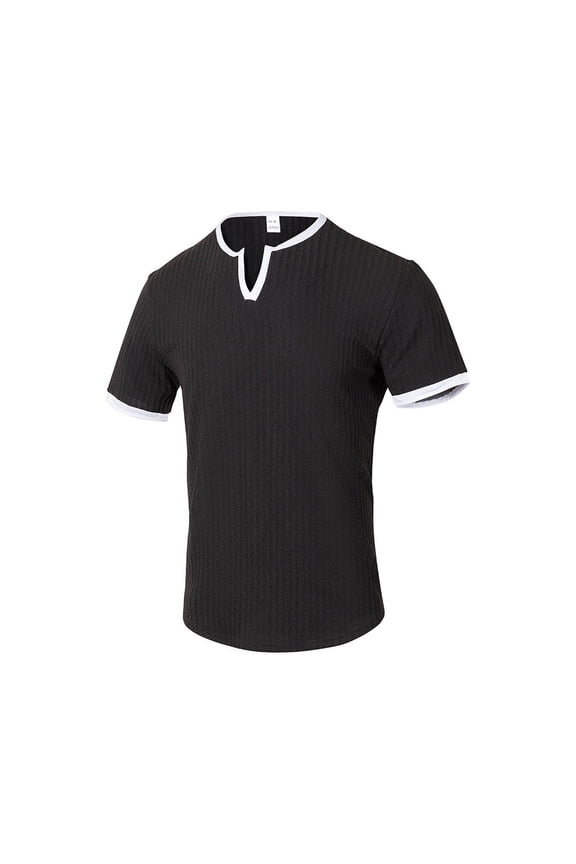 Fashion Top for Men - Men's Summer Athletic V-Neck Tee Performance Loose Fit Sportswear Activewear Top Breathable Quick-Dry Fabric Casual Shirts,Black,M