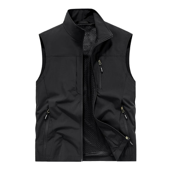 Fashion Top for Men - Men Solid Color Casual Outdoor Workwear Fishing Fashion Vest for Slimming T-shirt,Black,6XL