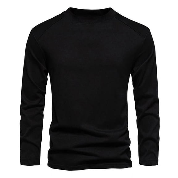 Fashion Top for Men - Men's 2025 Heavyweight Long Sleeve Crew Neck T-Shirt for Superior Comfort and Durability T-shirt,Black,4XL