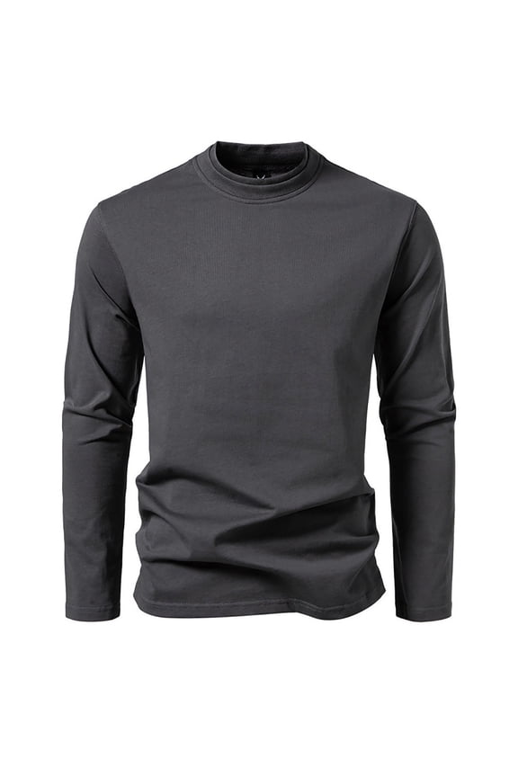 Fashion Top for Men - Men's Crew Neck Long Sleeve T-Shirt for Cool Weather Comfort and Everyday Casual Style Slimming T-shirt,Dark Gray,3XL