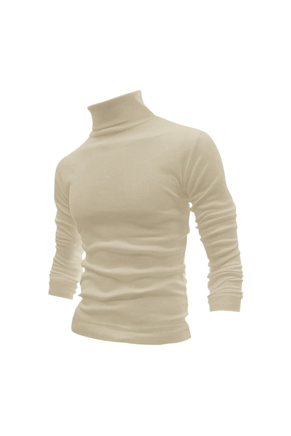 Fashion Top for Men - Men's High Neck Slim Fit Wool Knit Pullover Sweater for Warmth and Style Slimming T-shirt,Beige,XXL