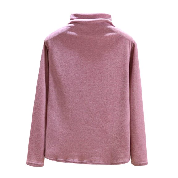 Fashion Tops For Women Casual Round Neck Internal Construction Solid Color Long Sleeve Round Neck Purple Casual Loose Tunic Blouses