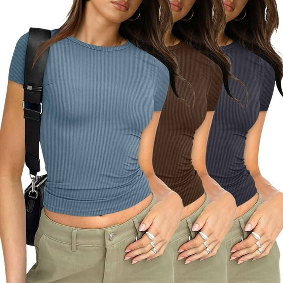 Fashion Tops For Women Fitted Short Sleeve Basic Tee Slim Fit Shirts Casual Shirts for Women Pack Womens Loose Athletic Tees Pack of Turtle Neck Top for Women Tee Fashion Womens Neck Long Sleeve