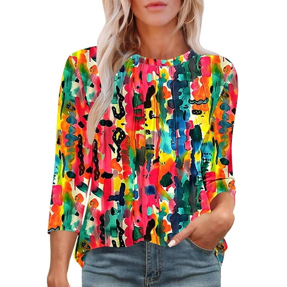 Cilsoka 3/4 Sleeve T Shirts for Women Cute Shirts for Women Fall Womens 3/4 Sleeve Tops for Office Womens Tunic Tops Dressy Casual Long Sleeve Linen Pullover Shirts for Women My Orders