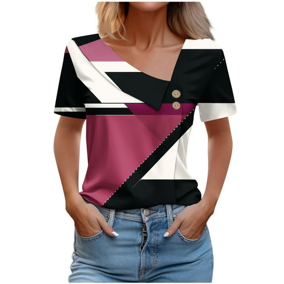 Fashion Tops for Women Trendy Summer Womens Funny T Shirts V Neck Buy Again My Orders