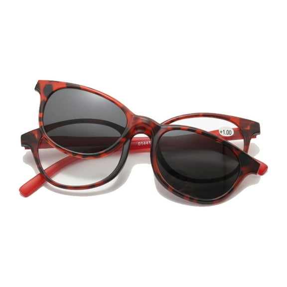 Fashion Tortoiseshell Square Reading Glasses 3.00 for Men Polarized Outdoor Magnetic Clip-on Sunglasses Plastic Presbyopic Glasses for Women UV +3.00