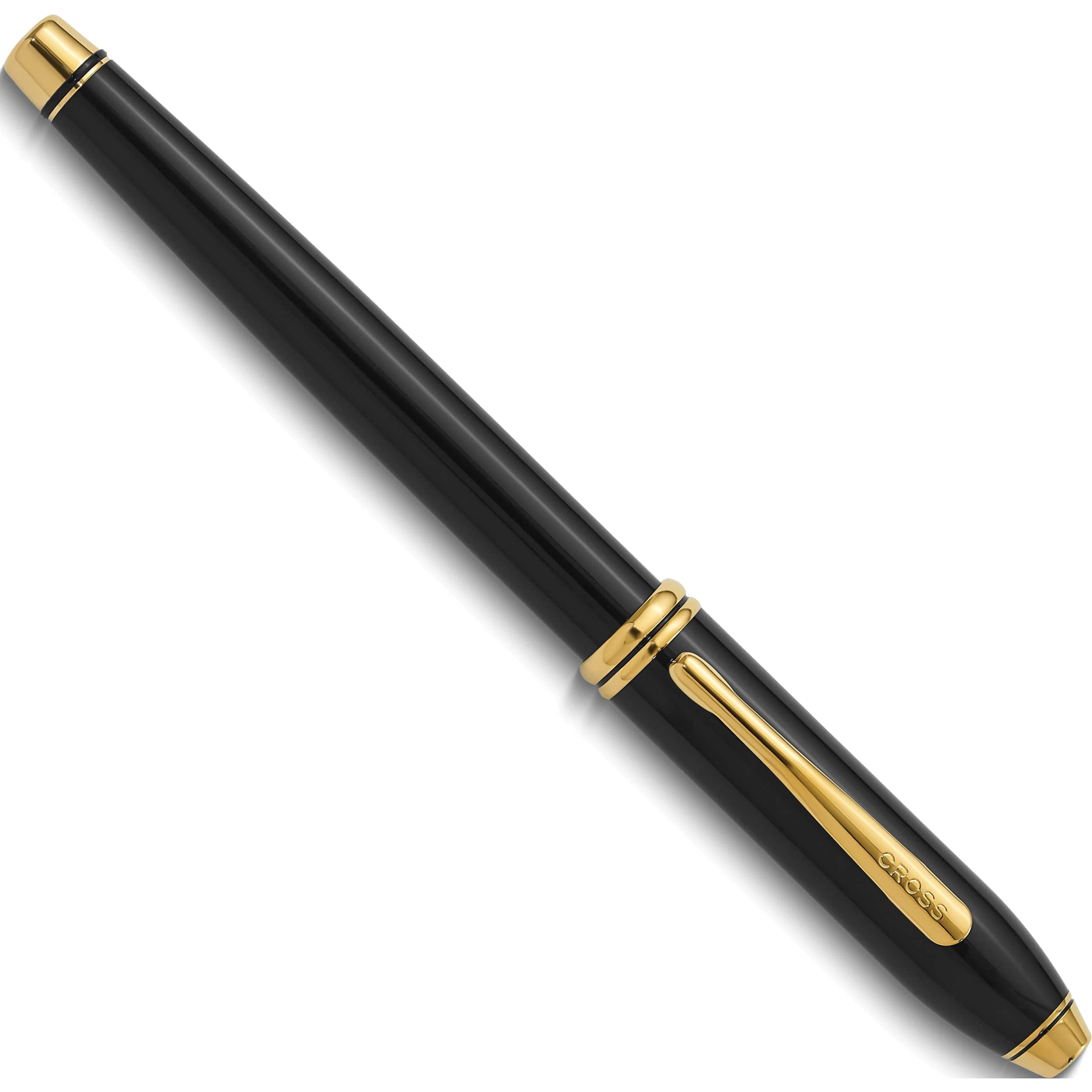 Fashion Townsend Black Lacquer With Gold Fountain Pen (7.38 X 3.69) Made In China gp3272