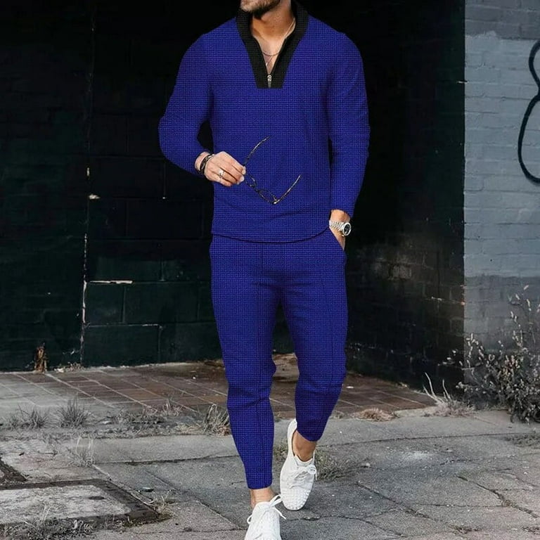 Fashion Tracksuit For Men Autumn 2 Pieces Long Sleeve Tshirt Pants Set Casual Outfit Male Jogging Suit Solid Color Clothing