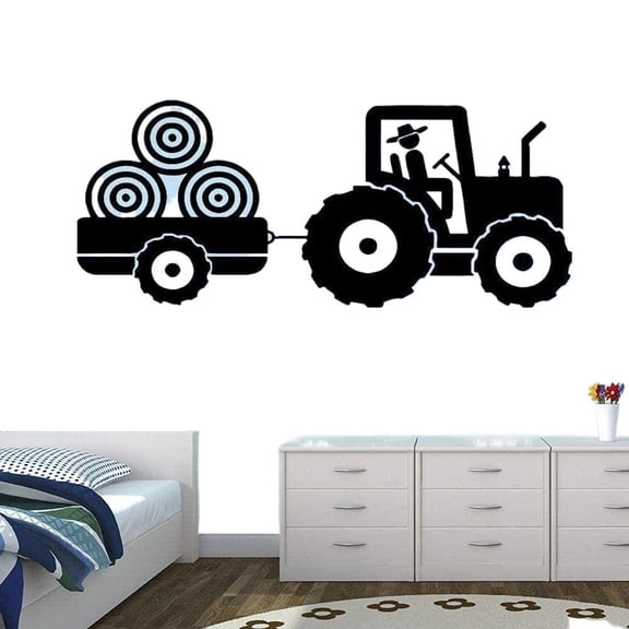 Fashion Tractor Vinyl Decal Wall Sticker for Kid s Bedroom Trailer Farm Boy s Room Decoration Wall Decals 65X30Cm