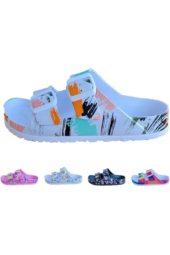 Fashion Trend Double Buckle Adjustable EVA Slides Comfortable Light Weight Slip-On Sandals