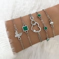 thumbnail image 1 of Fashion Trend Heart Bracelet Set - Hollow Round Diamond Heart Bracelet + Imitation Gemstone Rhinestone Heart Eye Bracelet, 5-piece Women's Bracelet Combo, 1 of 9