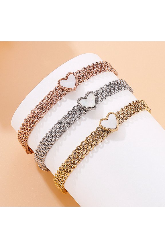 Fashion Trend Love Titanium Personality Peach Heart Stainless Steel Multi-layer Bracelet