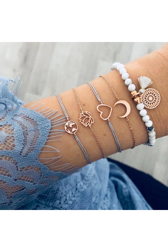 Fashion Trend Moon Earth Lotus Peach Heart Bracelet