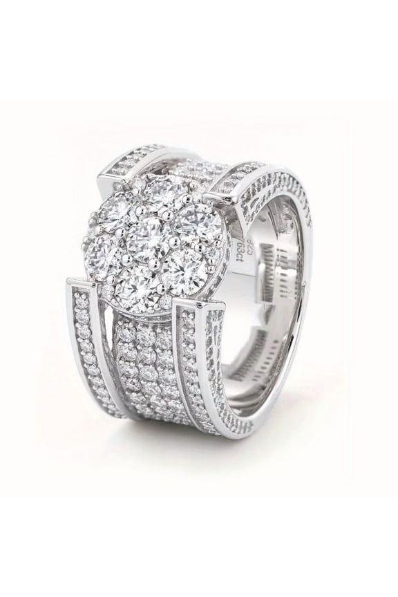 Fashion Trendy S925 Silver Full Set Moissanite Men's Ring Party Wedding Holiday Event Daily Wear, Engagement Wedding Ideal Gift for Holidays, Birthdays, Anniversaries