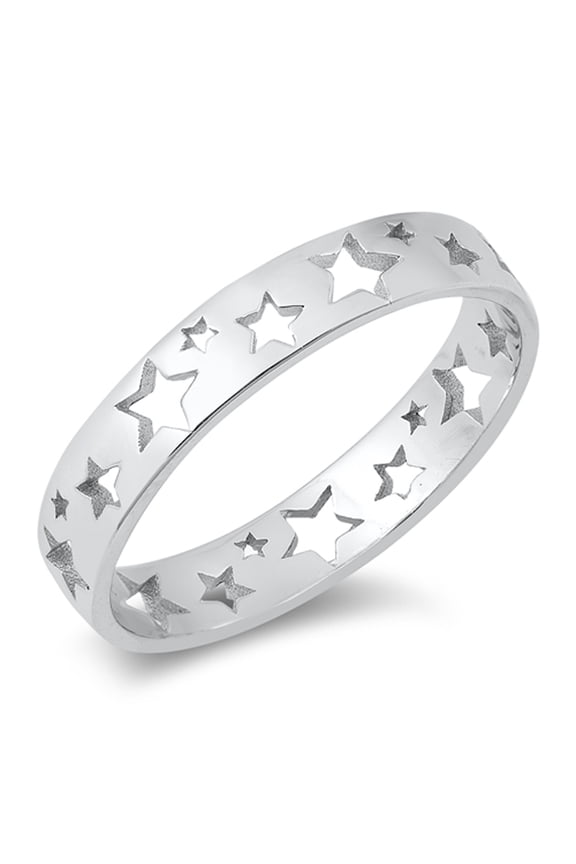 Fashion Trendy Tween Cutout Star Sterling Silver Ring 925 Jewelry Female Male Unisex Size 12